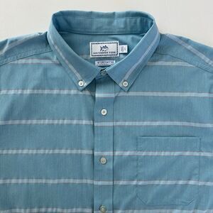 Southern Tide Intercoastal Santiago Stripe Shirt Men L Blue Sport Button Down SS
